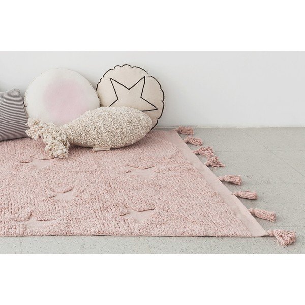 Ružový prateľný ručne tkaný bavlnený detský koberec 120x175 cm Hippy Stars Vinatge Nude – Lorena Canals-image-1