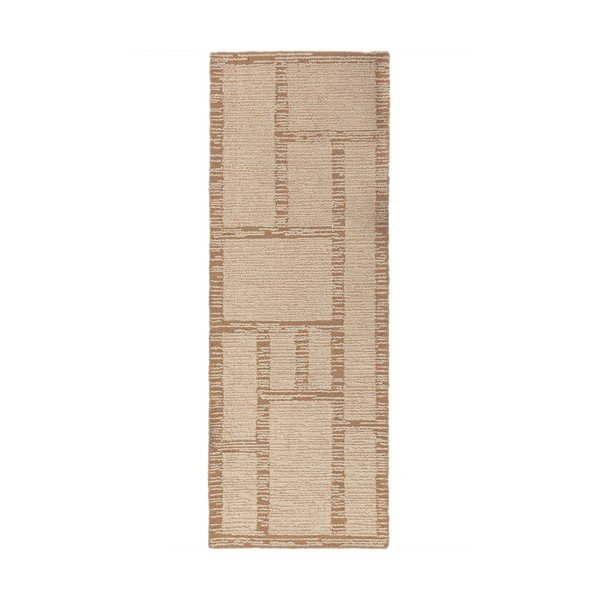 Ručne tkaný vlnený behúň v prírodnej farbe 80x230 cm Harris Modula Wool – Flair Rugs