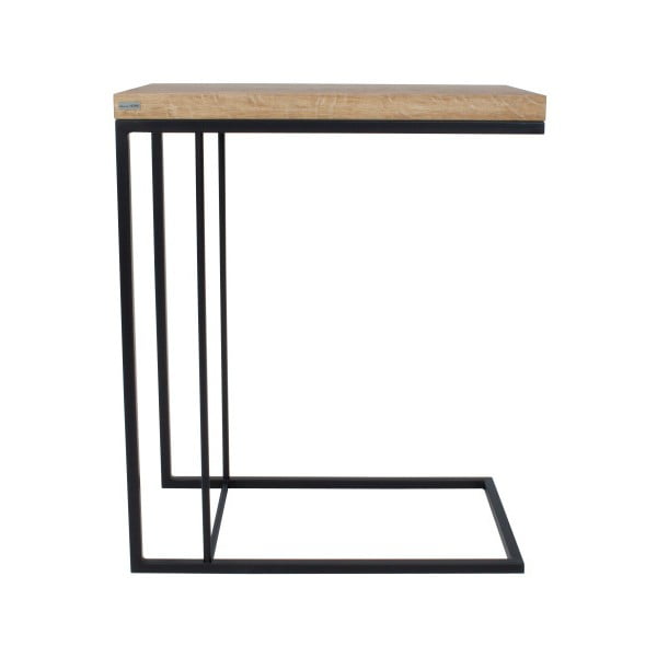 Čierny odkladací stolík s doskou z dubového dreva Take Me HOME Felix, 50 × 30 cm
