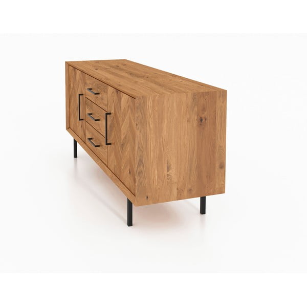 Nízka komoda z dubového dreva v prírodnej farbe 144x65 cm Abies - The Beds-image-3