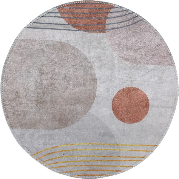 Umývateľný okrúhly koberec v oranžovo-krémovej farbe ø 80 cm Yuvarlak – Vitaus