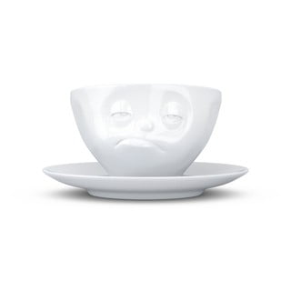 Biely mrzutý porcelánový hrnček s tanierikom 58products
