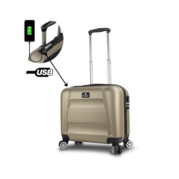 Cestovný kufor na kolieskach s USB portom v zlatej farbe My Valice COLORS LASSO Cabin Suitcase-image-1