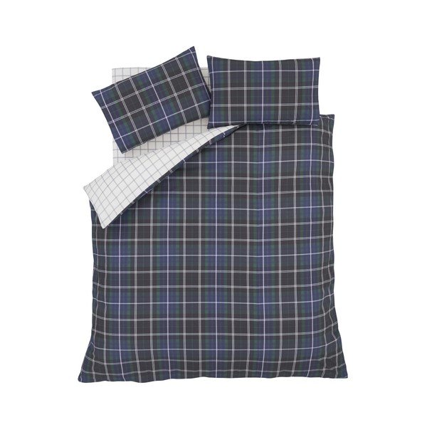 Modré obliečky na dvojlôžko Catherine Lansfield Tartan Check, 220 x 230 cm-image-1