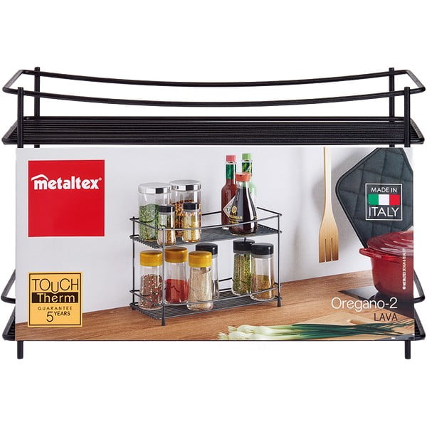 Čierna dvojposchodová polica na korenie Metaltex Lava-image-2
