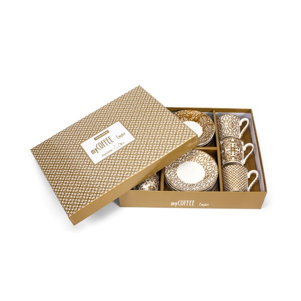 Porcelánové šálky v zlatej farbe v súprave 6 ks My Coffee – Tescoma-image-1