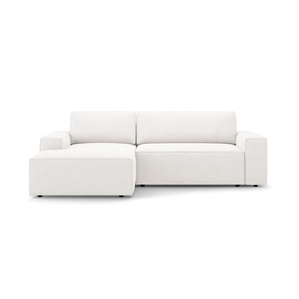 Biela rozkladacia rohová pohovka z textílie bouclé (ľavý roh) Jodie – Micadoni Home