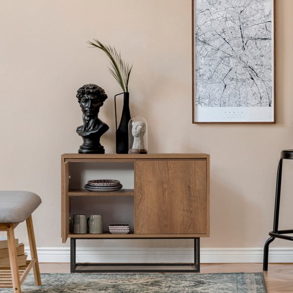 Skrinka v dekore orecha v prírodnej farbe 90x72 cm Rodez – Kalune Design-image-3