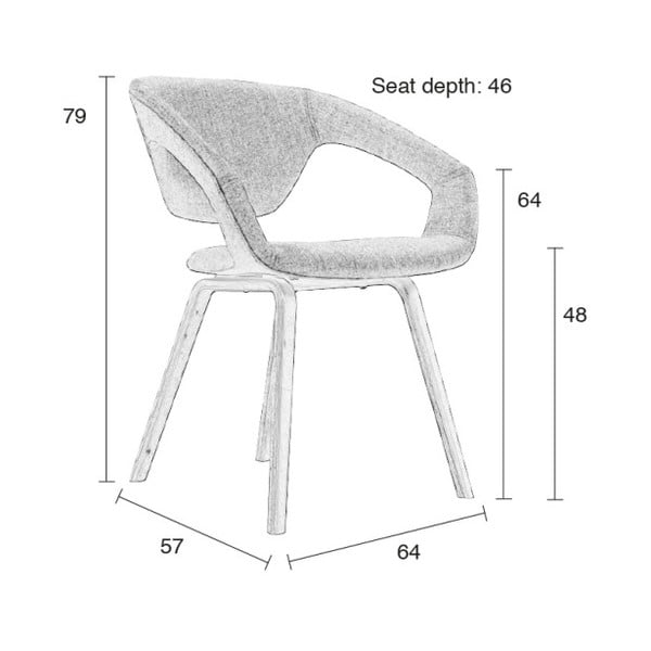 Sada 2 sivých stoličiek s čiernymi nohami Zuiver Flexback-image-1