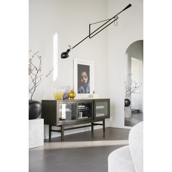 Hnedá vitrína v dekore duba s posuvnými dverami 170x75 cm Hazelton – Rowico-image-1