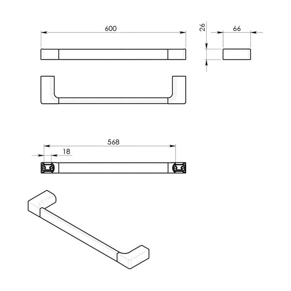 Nástenný mosadzný držiak na uteráky v zlatej farbe Gedy Pirenei – Sapho-image-2