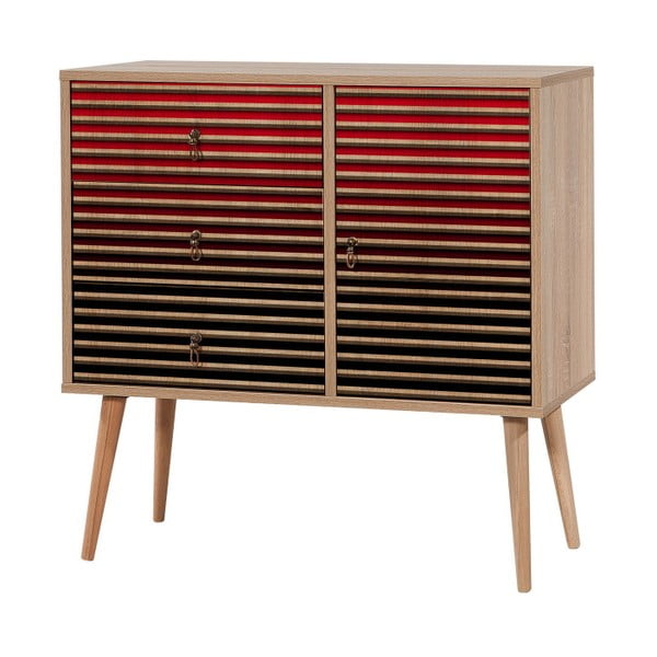 Komoda s 3 zásuvkami Verybox Red Classic, 90 × 90 cm