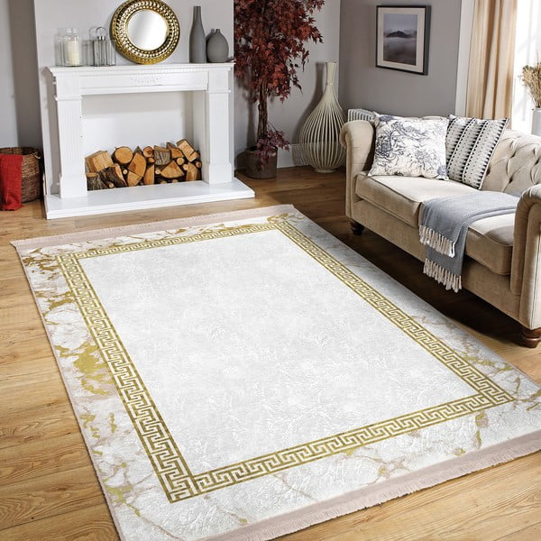 Koberec behúň v bielo-zlatej farbe 80x200 cm - Mila Home-image-2