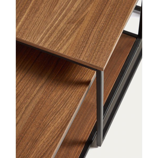 Hnedé konferenčné stolíky s doskou v dekore orechového dreva v súprave 2 ks 50x100 cm Yoana – Kave Home-image-2