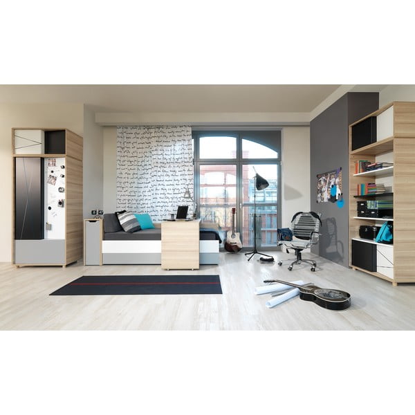 Skrinka so sivými dvierkami k jednolôžkovej posteli Vox Evolve-image-1