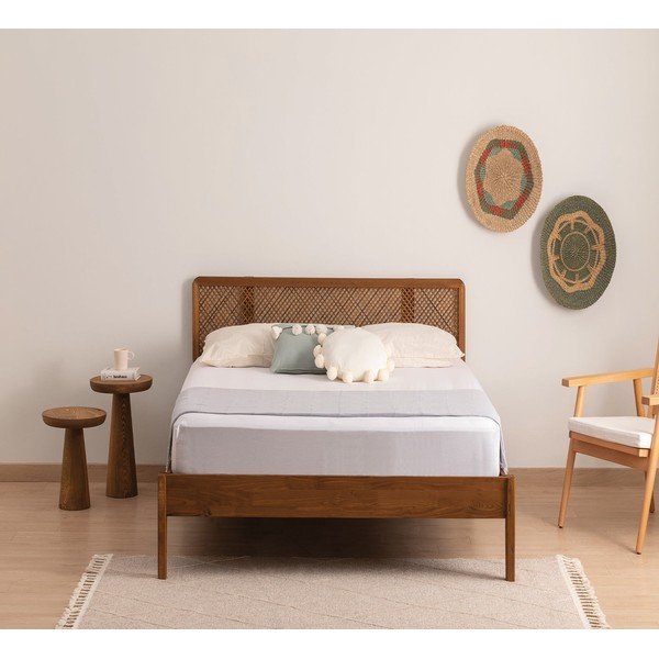 Jednolôžková posteľ zo smrekového dreva s roštom v tmavohnedo-prírodnej farbe 90x200 cm Izabelya – Kalune Design-image-2