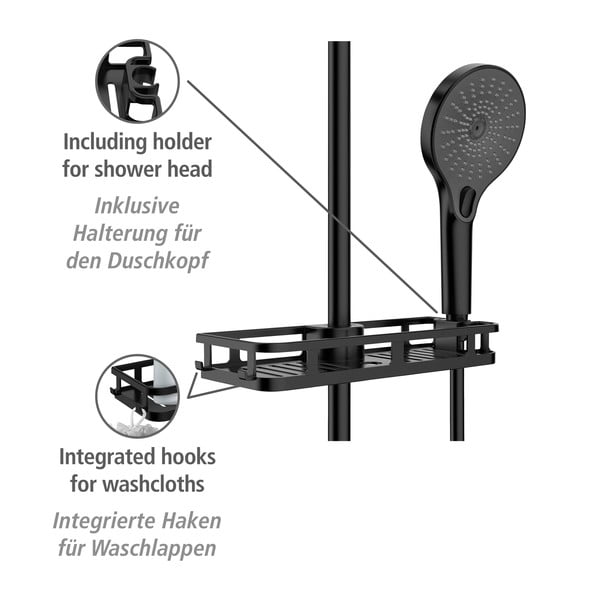 Matne čierna samodržiaca plastová kúpeľňová polička Libertà - Wenko-image-4