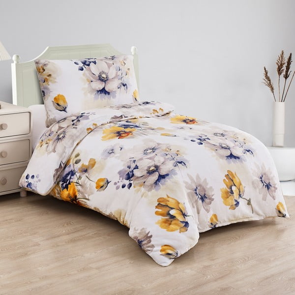 Biele mikroplyšové obliečky na jednolôžko 140x200 cm Blossom – My House