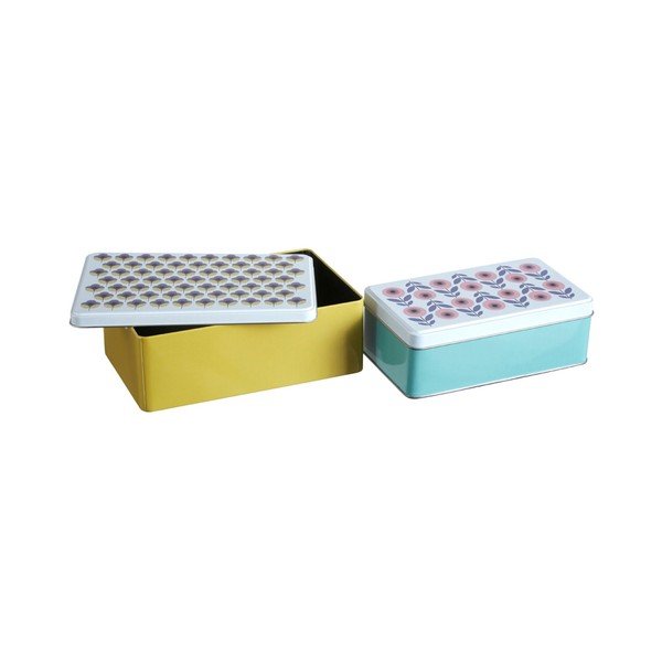 Dekoratívne kovové úložné boxy s vekom v súprave 2 ks Joni – Premier Housewares-image-4