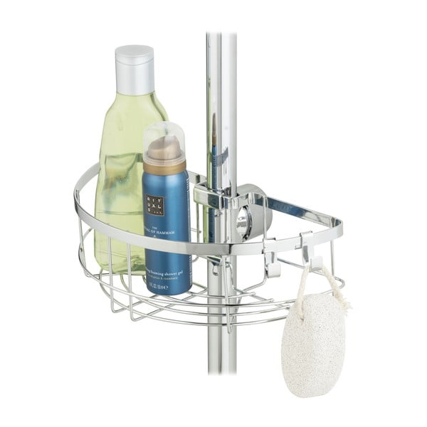 Samodržiaca kúpeľňová polička z nerezovej ocele v striebornej farbe Floresta - Wenko-image-4