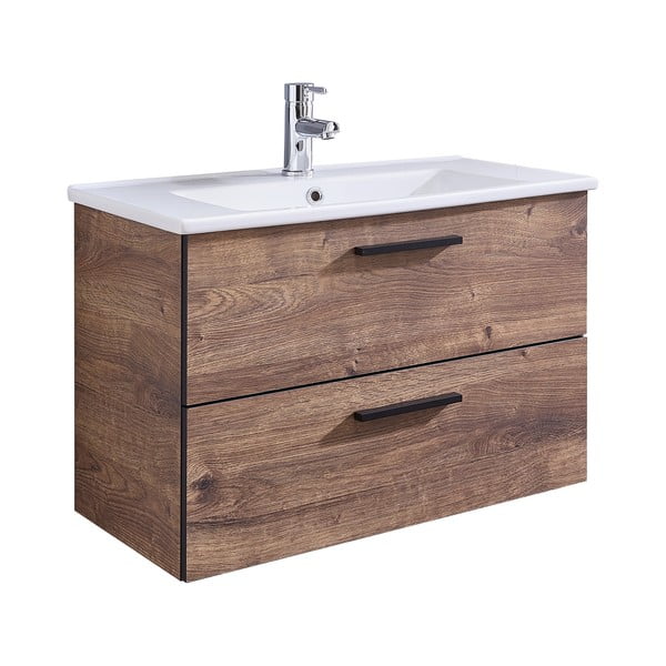 Hnedá závesná skrinka v dekore duba bez umývadla 71x51 cm Set 374 - Pelipal-image-2