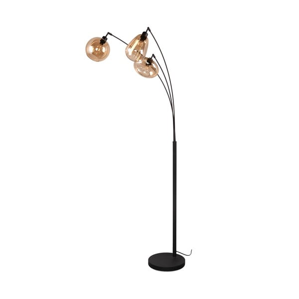 Čierno-oranžová stojacia lampa so skleneným tienidlom (výška 200 cm) Lumina – Trio-image-1