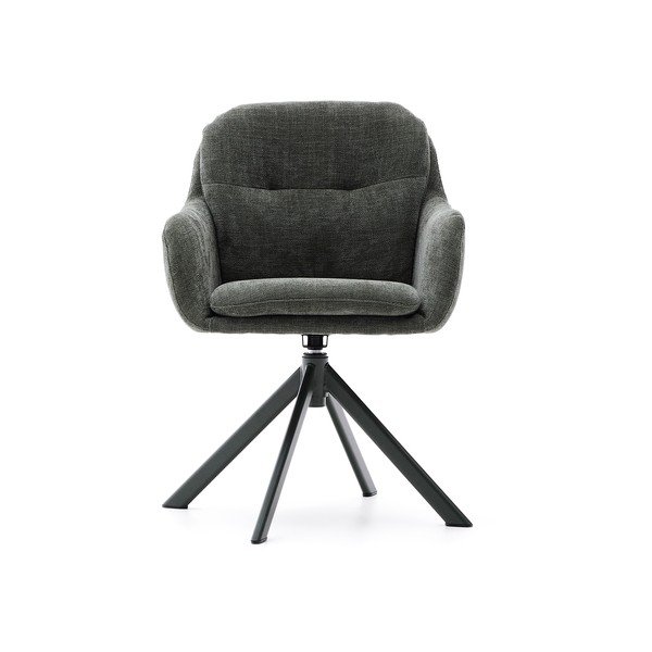 Tmavozelené čalúnené jedálenské kreslo s podrúčkami Lexa – Kave Home-image-3