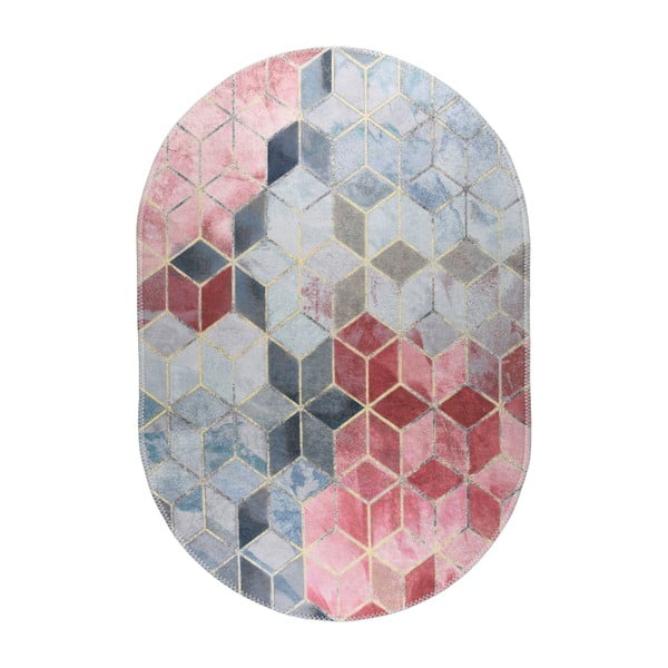 Ružovo-svetlosivý umývateľný koberec 80x120 cm – Vitaus