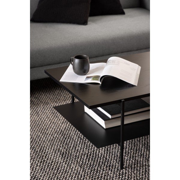 Čierny konferenčný stolík s doskou v dekore jaseňového dreva Actona Angus-image-3