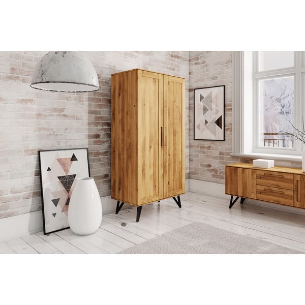 Šatníková skriňa z dubového dreva 91x185 cm Golo - The Beds-image-4