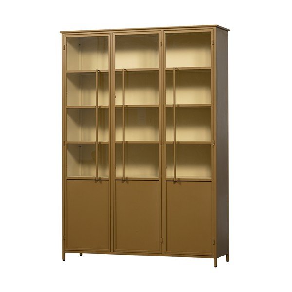 Kovová vitrína v horčicovej farbe 140x200x44 cm Exhibit – WOOOD-image-2