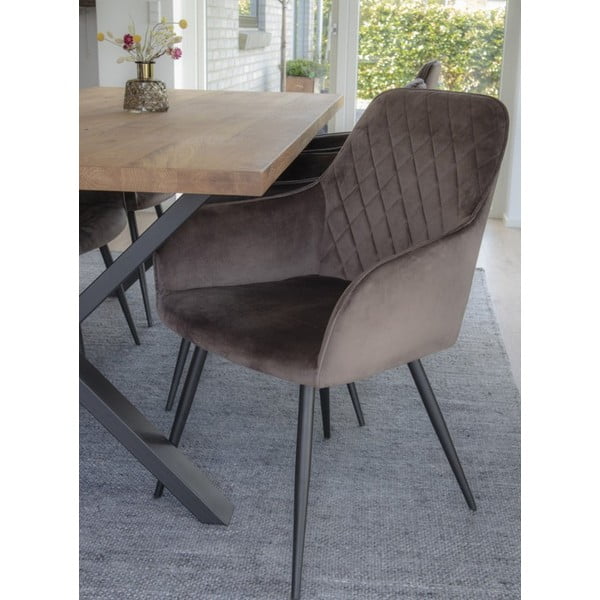 Svetlohnedé čalúnené jedálenské kreslá v súprave s podrúčkami 2 ks Harbo – House Nordic-image-1