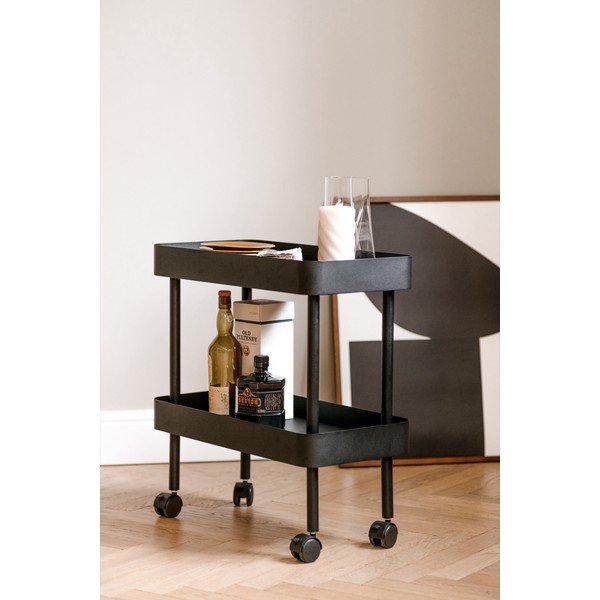 Čierny kovový pojazdný regál 60x62x30 cm Nolle – noo.ma-image-3