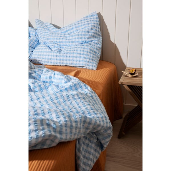 Bielo-svetlomodré krepové obliečky na jednolôžko 140x200 cm Bæk&Bølge – JUNA-image-4