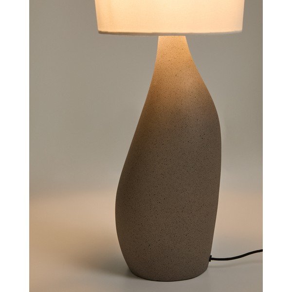 Biela/svetlosivá stolová lampa s textilným tienidlom (výška  77 cm) Viona – Kave Home-image-4