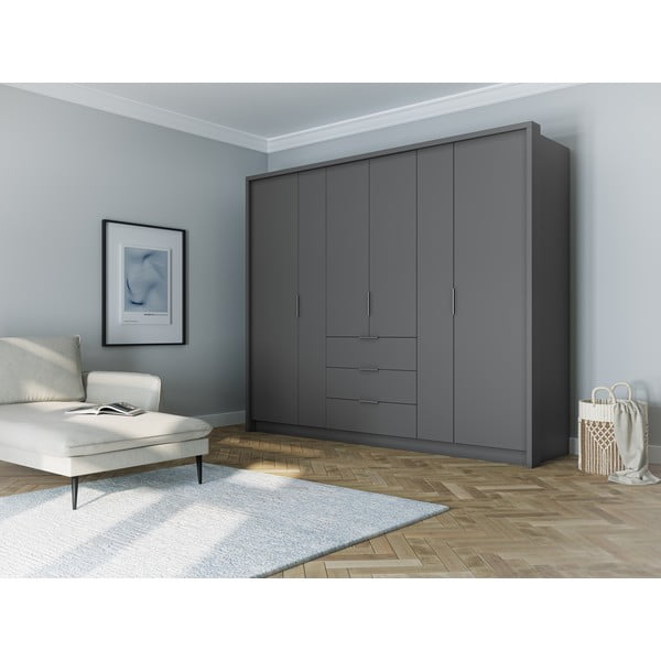 Sivá šatníková skriňa 255x217 cm Wells - Cosmopolitan Design-image-1