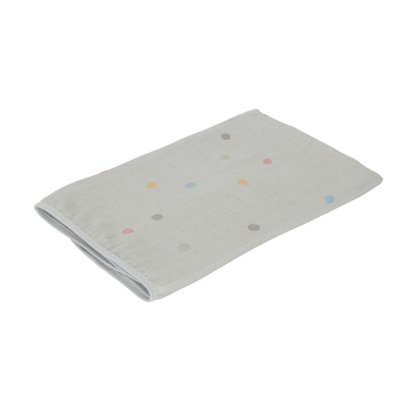 Sivý mušelínový detský uterák Kindsgut Dots, 90 x 90 cm