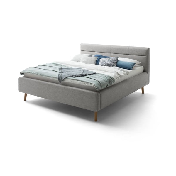 Sivá čalúnená dvojlôžková posteľ s úložným priestorom s roštom 180x200 cm Lotte - Meise Möbel
