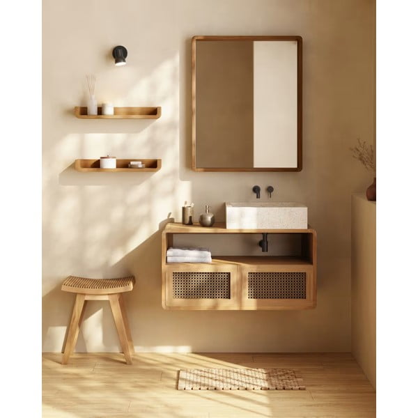 Súprava 2 nástenných polic z tíkového dreva Kave Home Shamel-image-1