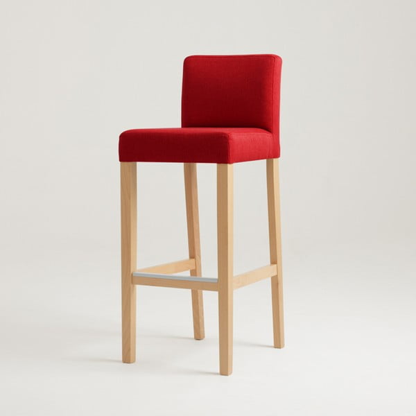 Červená barová stolička s bukovými nohami Wilton 87