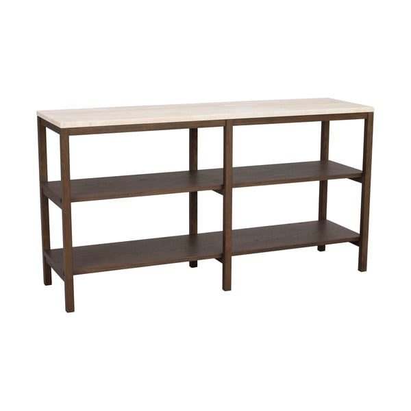 Hnedo-béžový konzolový stolík s doskou z kameňa 140x40 cm Orwel - Rowico-image-3