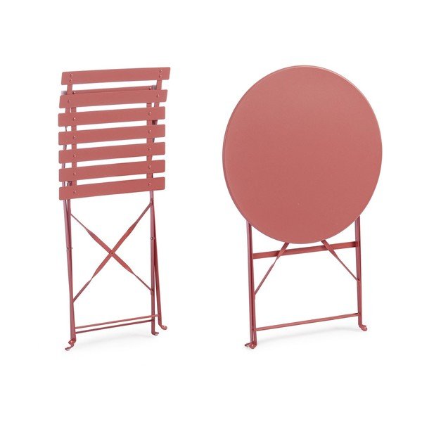 Oceľová záhradná jedálenská súprava v terakotovej farbe pre 2 Austin – Bizzotto-image-3