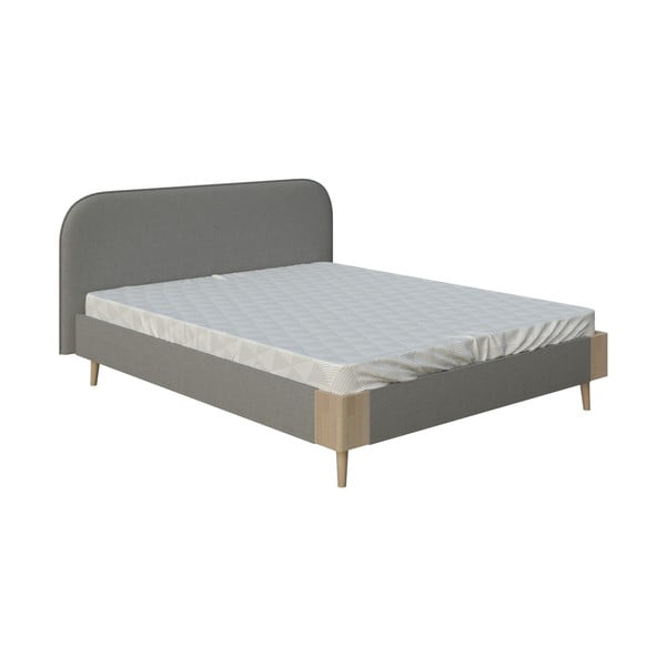Sivá dvojlôžková posteľ PreSpánok Lagom Plain Soft, 160 x 200 cm