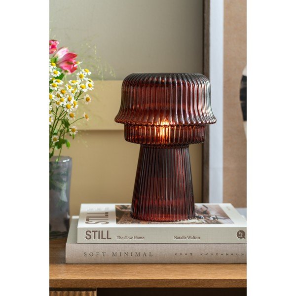 Vínovočervená sklenená stolová lampa (výška  26 cm) Cadiz – Leitmotiv-image-1