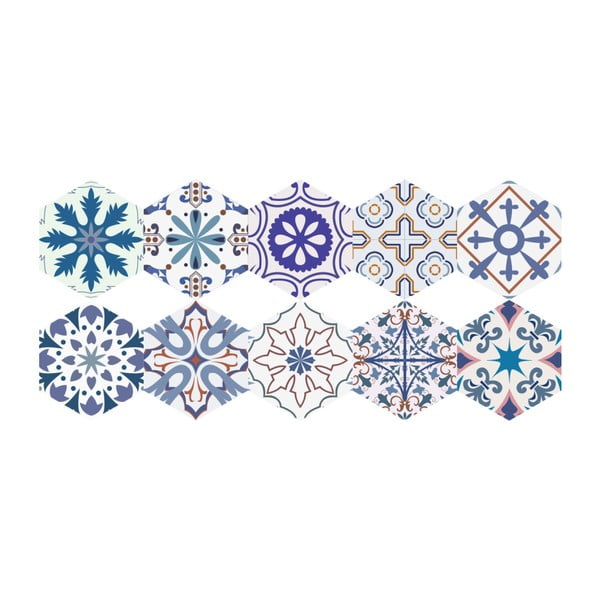 Sada 10 samolepiek na podlahu Ambiance Floor Stickers Hexagons Tisila, 40 × 90 cm