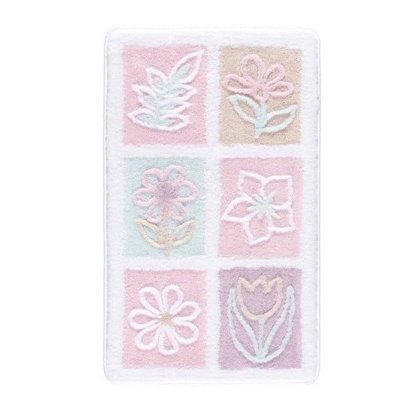 Ružovo-biela predložka do kúpeľne Confetti Bathmats Samyeli, 60 x 100 cm
