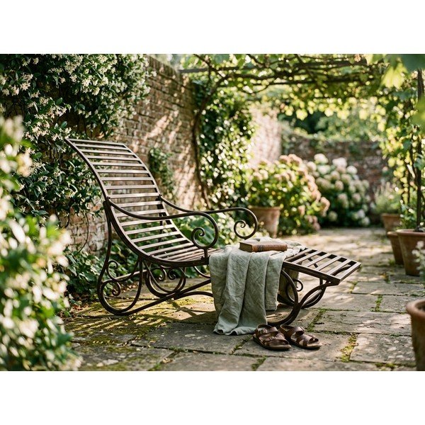 Tmavohnedé kovové záhradné ležadlo Kuwa – Garden Pleasure-image-1