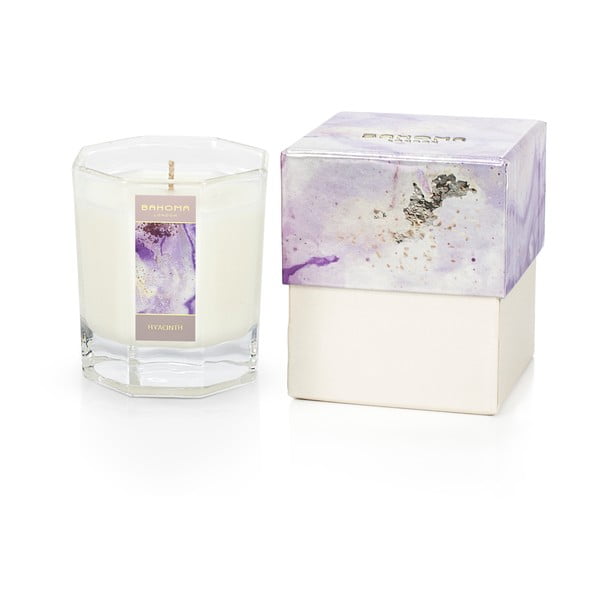 Vonná sviečka v škatuľke s vôňou hyacintu a jazmínu Bahoma London Octagonal Candle in Rigid Box