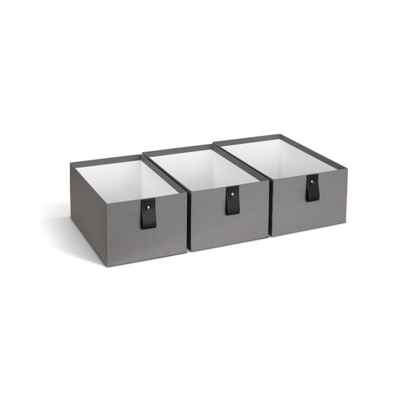 Sivé kartónové úložné boxy v súprave 3 ks 20,5x29,5x14,5 cm Aston Paper Laminate – Bigso
