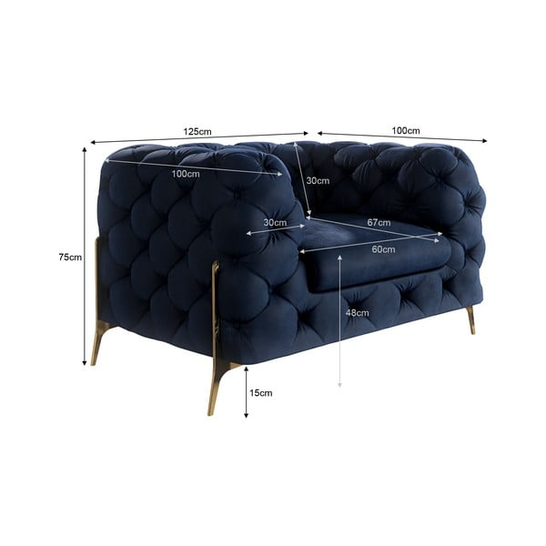 Tmavomodré zamatové kreslo Chelsea Bis – Ropez-image-4